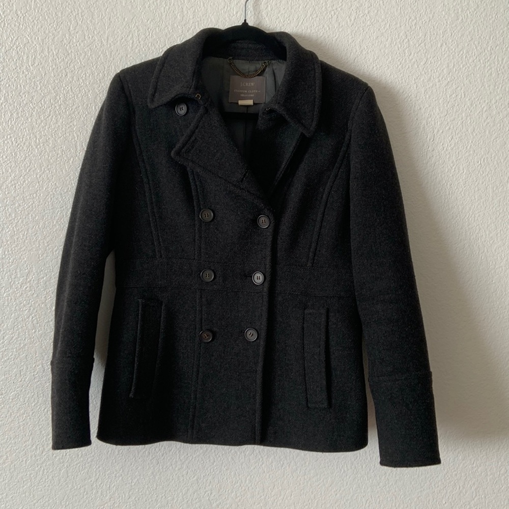 J.Crew Stadium Cloth Nello Gori Peacoat Charcoal Gray Style 29458 Wool Size 10